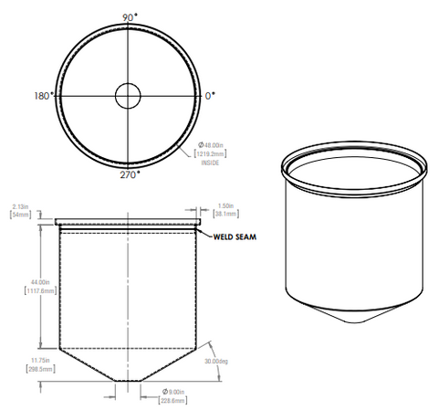 Image of 360 Gallon Cone Bottom Tank RTS Plastics CBOT-300