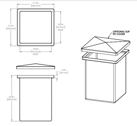 Image of 34 Gallon Open Top Rectangular Storage and Containment Tanks RTS Plastics RT-28 18x18x24 Tank