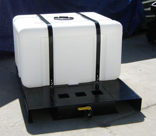 200 Gallon Rectangular HDPE Tank With Extended Skid Custom Roto Moldin