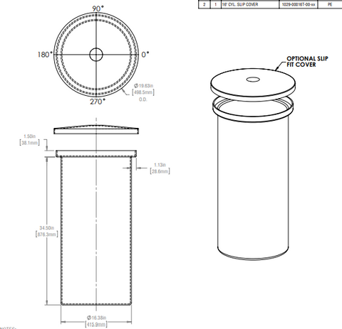 Image of 30 Gallon Vertical Open Top Tank Lids RTS Plastics VOT-25 16x34 Lid