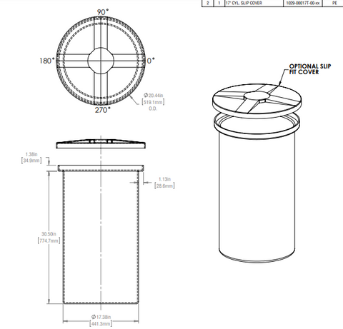 Image of 30 Gallon Vertical Open Top Tank Lids RTS Plastics VOT-25 17x30 Lid