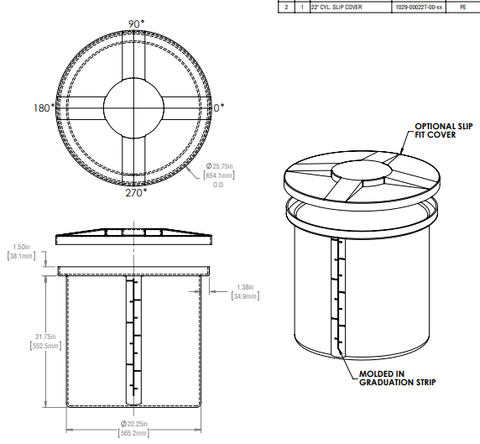 Image of 36 Gallon Vertical Open Top Tank Lids RTS Plastics VOT-30 22x22 Lid