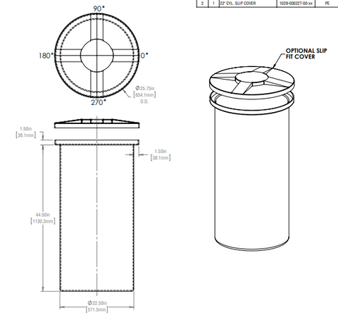 Image of 72 Gallon Vertical Open Top Tank Lids RTS Plastics VOT-60 Lid