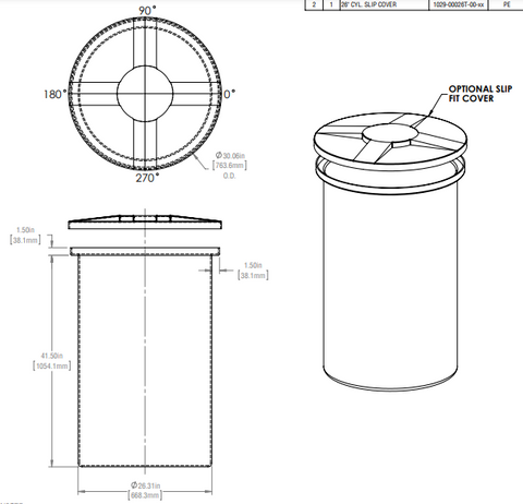 Image of 90 Gallon Vertical Open Top Tank Lids RTS Plastics VOT-75 26x42 Lid