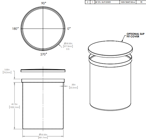 Image of 180 Gallon Vertical Open Top Tank Lids RTS Plastics VOT-150 Lid