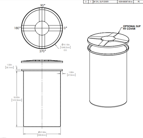 Image of 240 Gallon Vertical Open Top Tanks Lids 1.5 SG RTS Plastics VOT-200 1.5 Lid