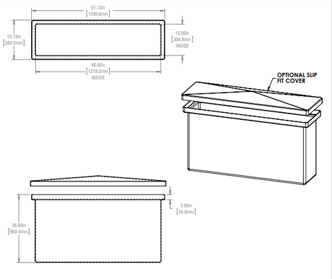 Image of 60 Gallon Open Top Rectangular Storage and Containment Lids RTS Plastics RT-50 Lid