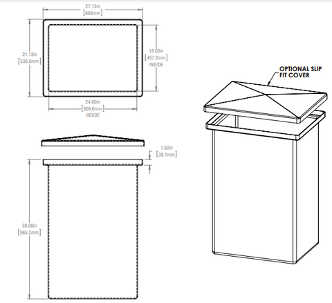 Image of 67 Gallon Open Top Rectangular Storage and Containment Lids RTS Plastics RT-56 Lid