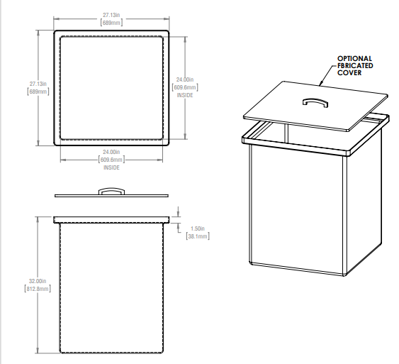 74 Gallon Open Top Rectangular Storage and Containment Tanks RTS Plastics RT-62 24x24x30 Tank