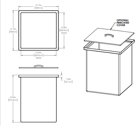 Image of 74 Gallon Open Top Rectangular Storage and Containment Tanks RTS Plastics RT-62 24x24x30 Tank