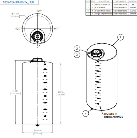 Image of 150 Gallon Dispensing Tank Assemblies RTS Plastics VST-125 DispAssem