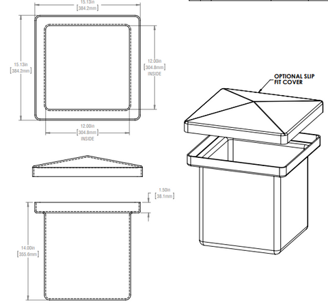 Image of 74 Gallon Open Top Rectangular Storage and Containment Lids RTS Plastics RT-62 30x24x25 Lid