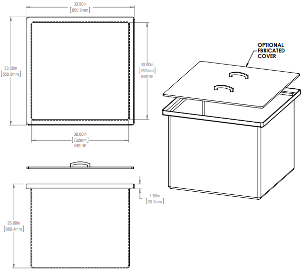 94 Gallon Open Top Rectangular Storage and Containment Lids RTS Plastics RT-78 Lid