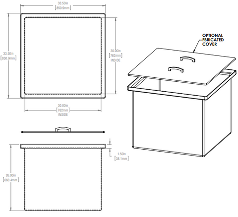 Image of 94 Gallon Open Top Rectangular Storage and Containment Lids RTS Plastics RT-78 Lid