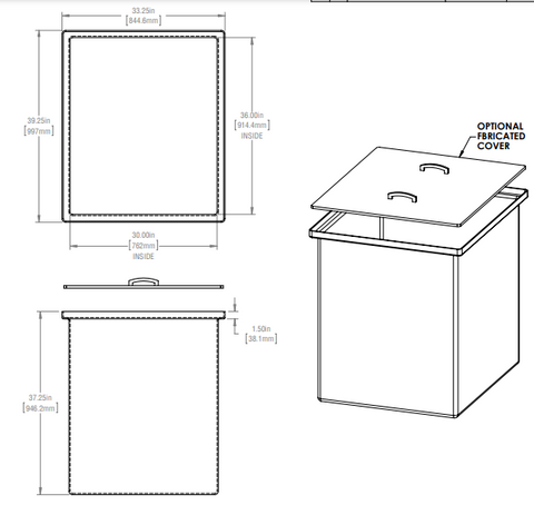 Image of 168 Gallon Open Top Rectangular Storage and Containment Lids RTS Plastics RT-140 Lid