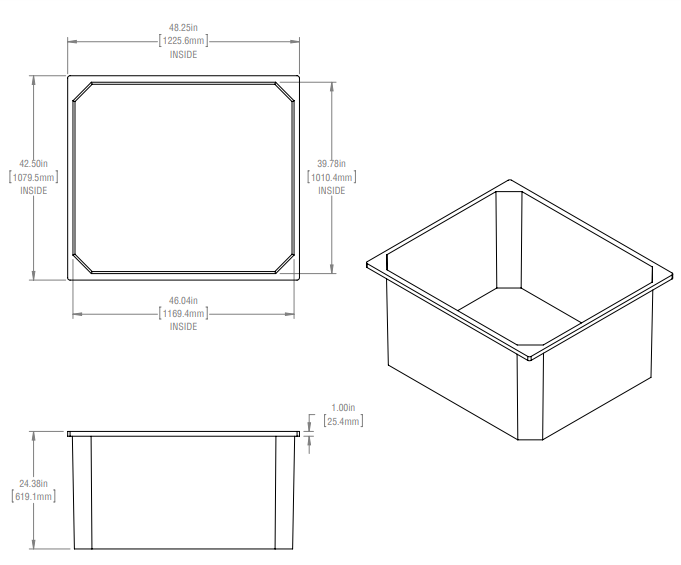 Rectangular Containment Pan 174 Gallon Open Top Rectangular Storage and Containment Tanks RTS Plas ...