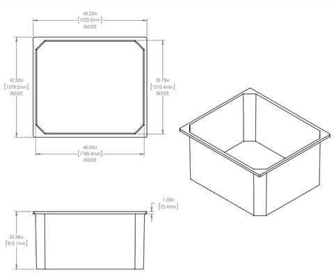 Image of 174 Gallon Open Top Rectangular Storage and Containment Tanks RTS Plastics RT-145