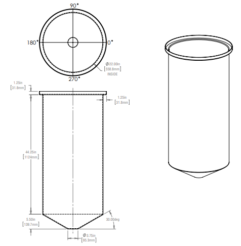72 Gallon Cone Bottom Tank RTS Plastics CBOT-60