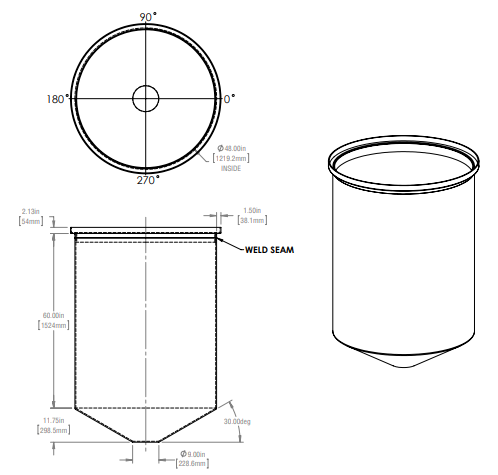 480 Gallon Cone Bottom Tank RTS Plastics CBOT-400