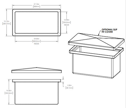 Image of 14 Gallon Open Top Rectangular Storage and Containment Lids RTS Plastics RT-12 Lid