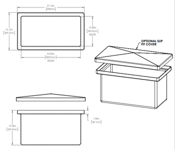 14 Gallon Open Top Rectangular Storage and Containment Lids RTS Plastics RT-12 Lid