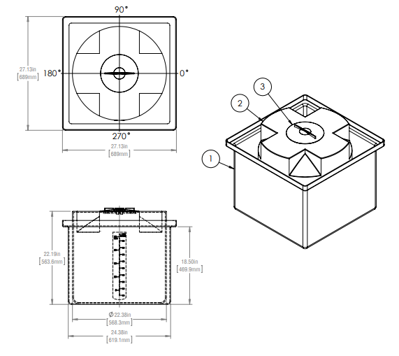 Rectangular Containment Pan 26 Gallon Self Contained Day Tanks - Rectangular Containment RTS Plast ...