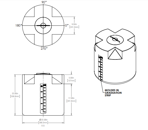 26 Gallon Industrial Vertical Closed Top Tanks RTS Plastics VST-22XTB