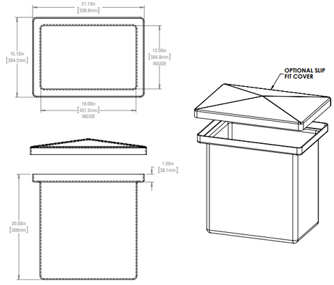 Image of 17 Gallon Open Top Rectangular Storage and Containment Tanks RTS Plastics RT-14 Tank