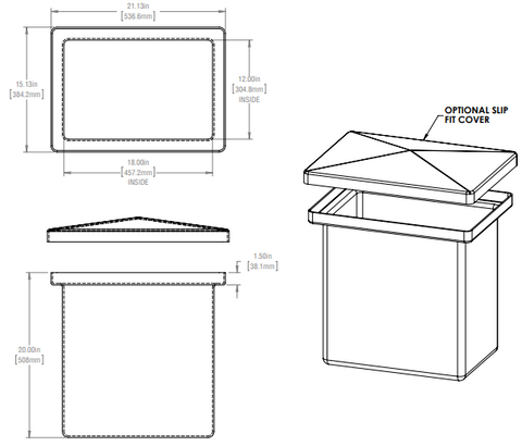 Image of 17 Gallon Open Top Rectangular Storage and Containment Lids RTS Plastics RT-14 Lid
