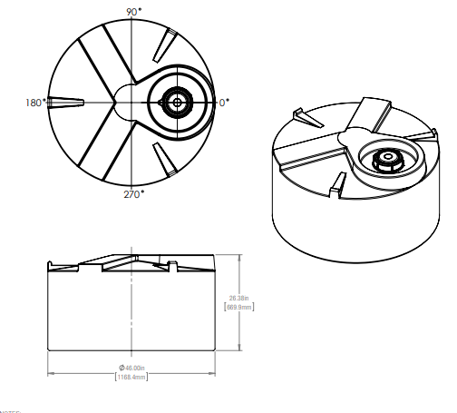 150 Gallon Industrial Vertical Closed Top Tanks 1.9 SG RTS Plastics VST-125 1.9 Tank