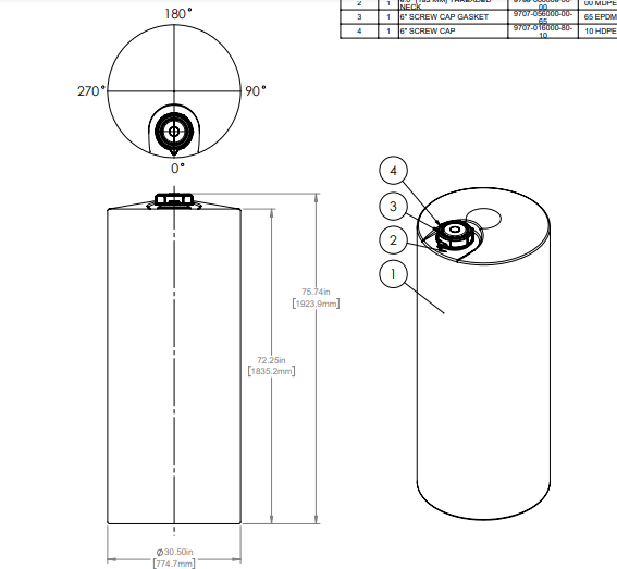 210 Gallon Industrial Vertical Closed Top Tanks 1.9 SG RTS Plastics VST-175 Vert