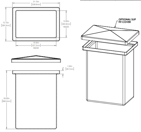 Image of 22 Gallon Open Top Rectangular Storage and Containment Tanks RTS Plastics RT-18 Tank