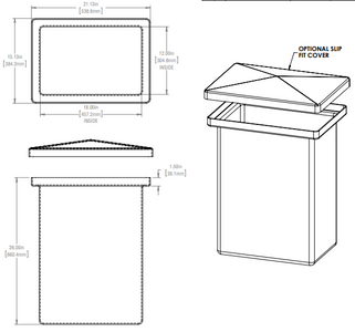 22 Gallon Open Top Rectangular Storage and Containment Tanks RTS Plastics RT-18 Tank