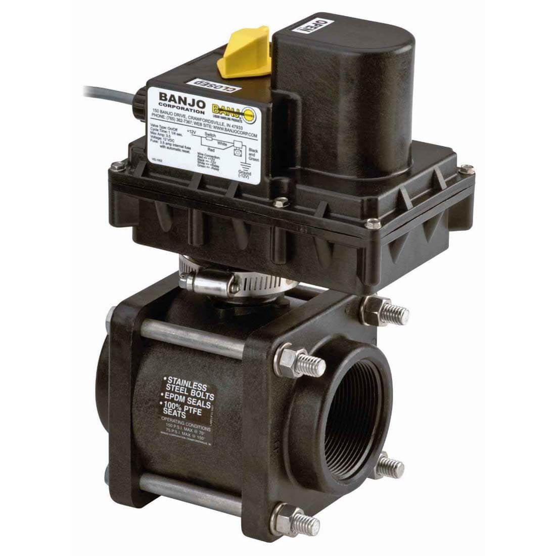 2" FPT Polypropylene Electric Valve Banjo EVR204FP