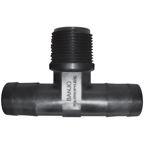 Hose Barb Tee Fitting - 1 1/2" Hose Barb x 1 1/2" MPT Banjo HBT150-150