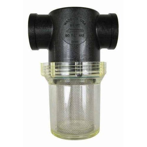 1" FPT Clear Poly T-Line Strainer with Viton Gasket Valley 100CPFV