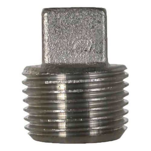 Stainless Steel Pipe Square Head Plug Fitting - 4" MPT Valley 304-SP400